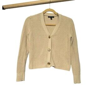 Banana Republic Cardigan Womens Small Tan V-Neck Long Sleeve Casual Academia